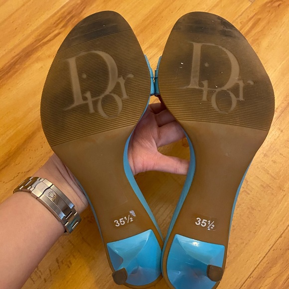 Auth Dior lady dior leather sandals - Picture 3 of 6